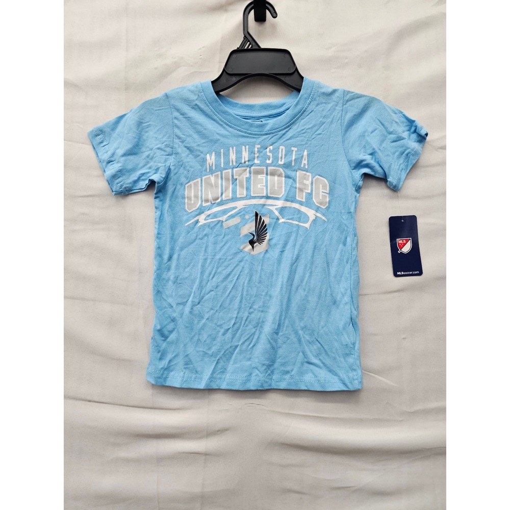 MLS Boys Minnesota United FC Graphic T-Shirt Blue Cotton Size XS 4/5